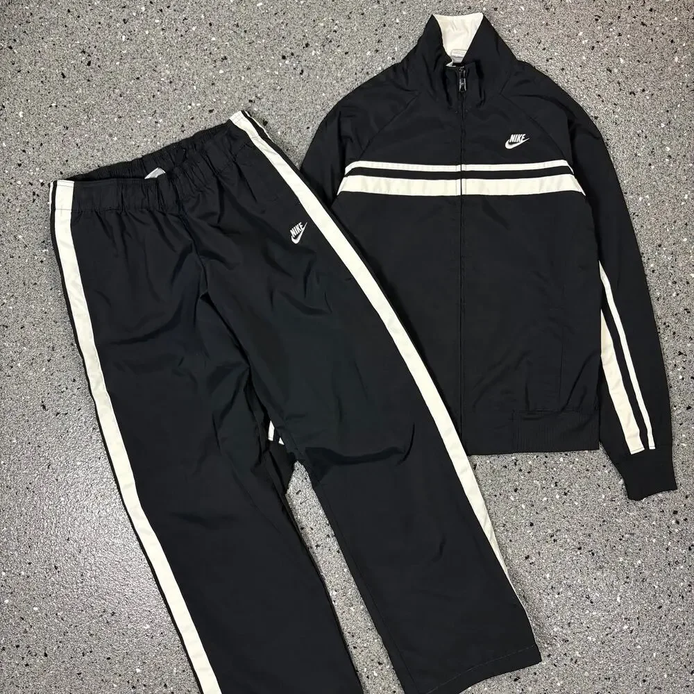Vintage Y2k Nike Silver Tag Black 2pc Windbreaker Track Suit